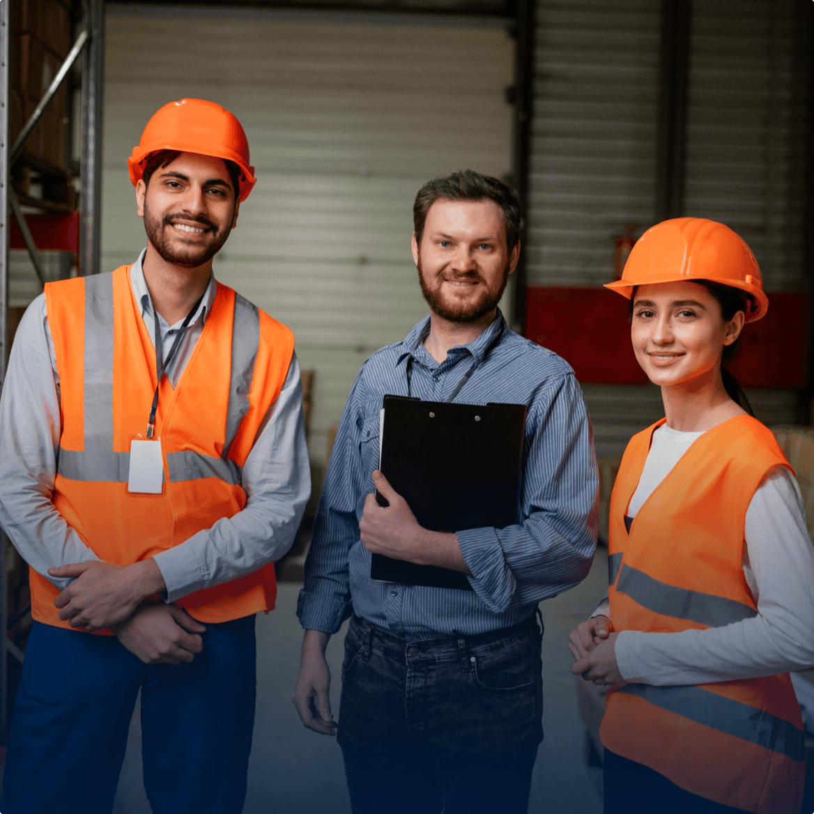 Equipe NZ Serviços em operação logística com coletes de segurança