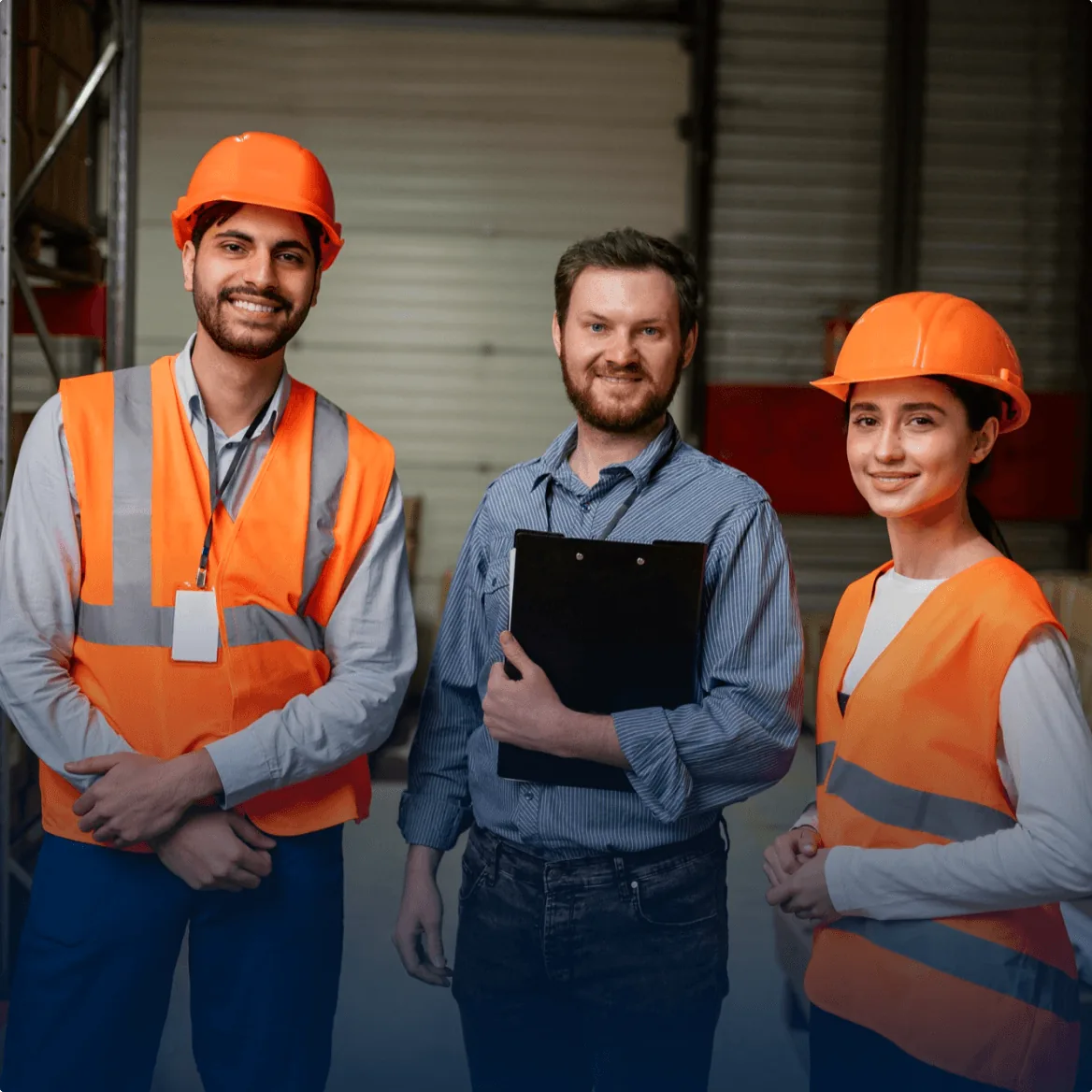 Equipe NZ Serviços em operação logística com coletes de segurança